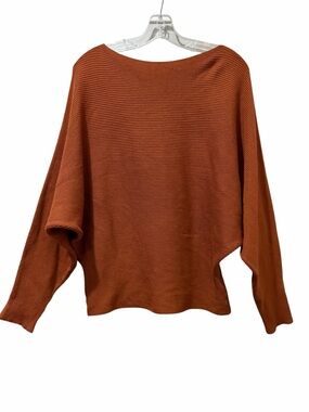 Makarthy‎ Medium Rust Orange Cashmere Wool Blend Dolman Long Sleeve Sweater B8